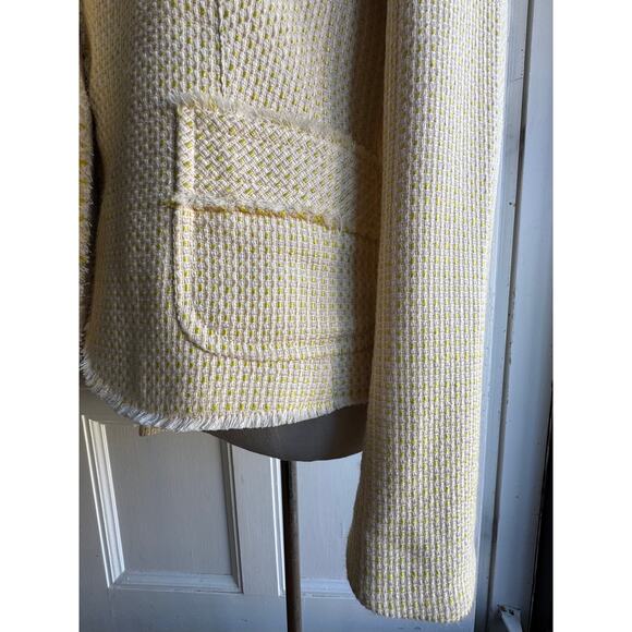 New Vintage Ann Taylor Women's Yellow Tweed Suit Jacket Sz 12 Skirt Sz 10 - Picture 9 of 12